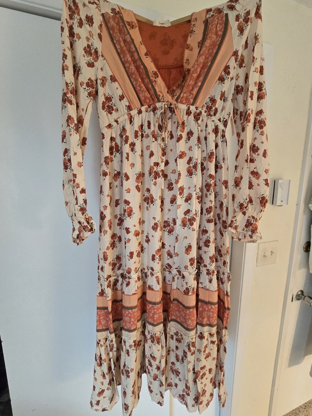 In Loom Micro Floral Long Sleeve Maxi Dress Womens Boutique S small prairie tier